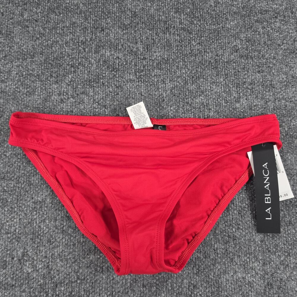 La Blanca Women Size 8 Red Classic Bikini Bottom Solid Swimwear NWT
